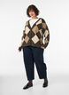 Argyle vest met strass-steentjes, Bruin, Model image number 1