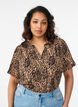 Blouse met korte mouwen en v-halslijn, Bruin, Model image number 0