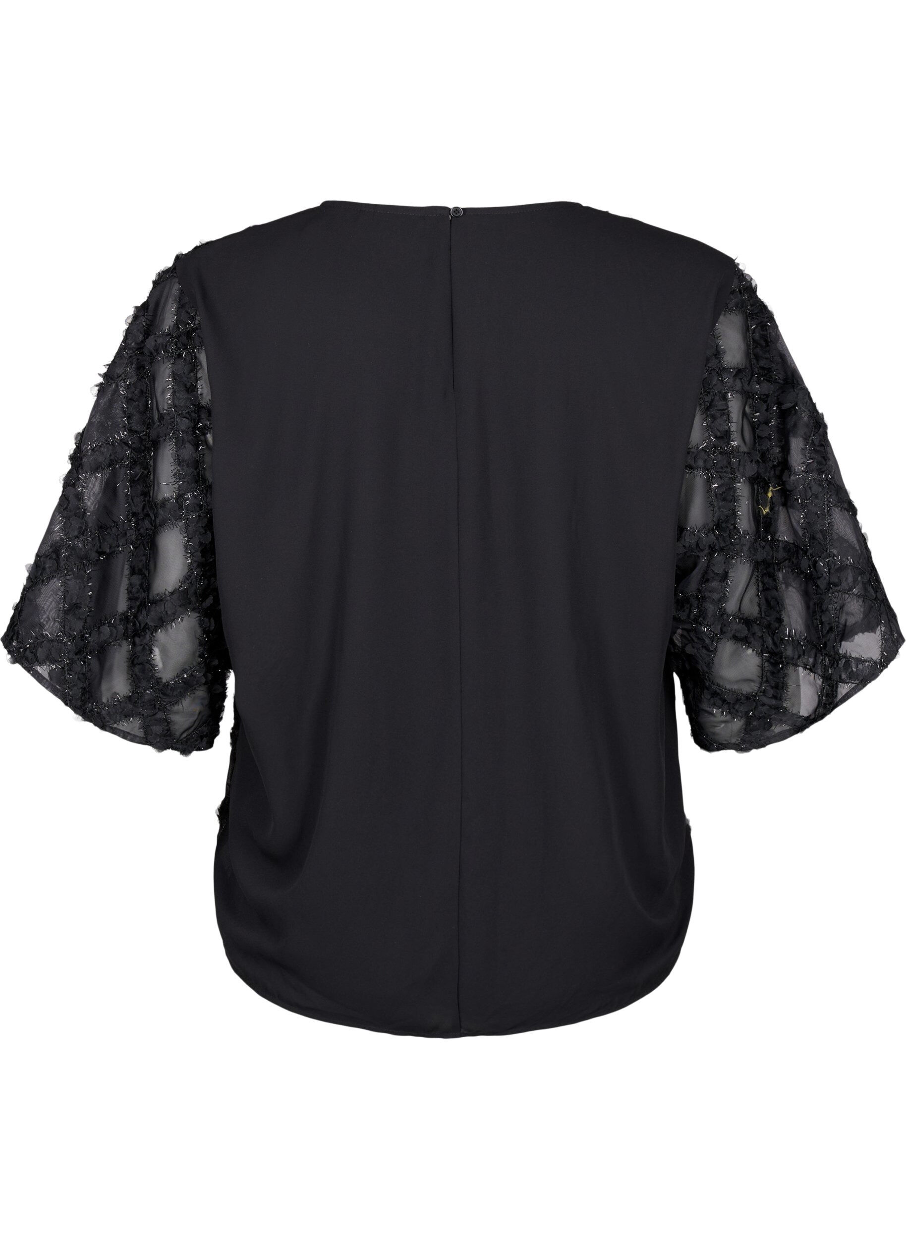 Zizzi Blouse met harlekijnpatroon, Black, Packshot image number 1