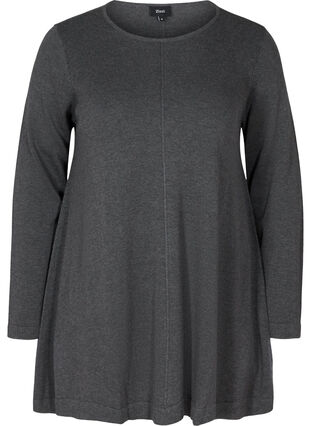 Gebreide blouse met a-lijn, Dark Grey Melange, Packshot image number 0