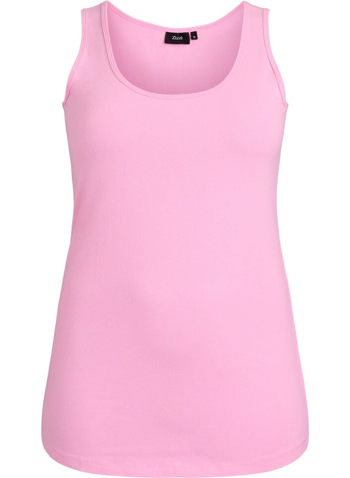 Solide kleur basis top in katoen, Roze, Packshot image number 0