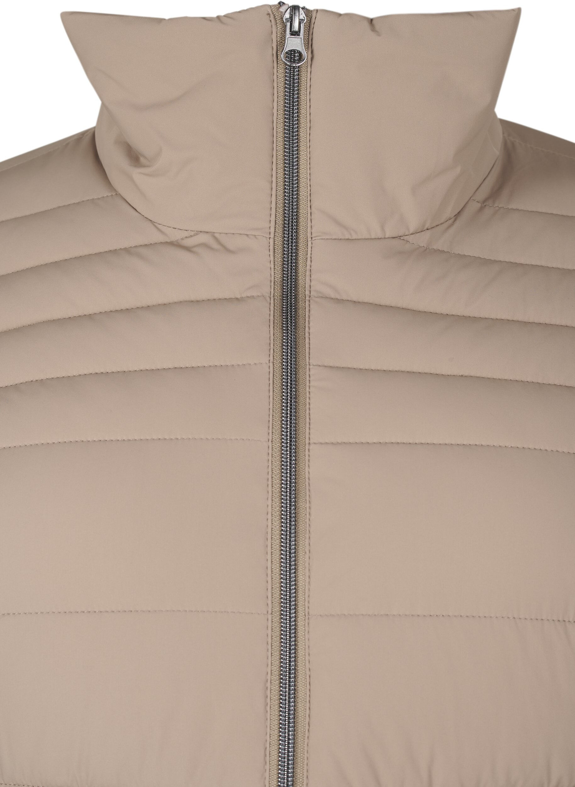 Zizzi Korte puffer jas met zakken, Beige, Packshot image number 2