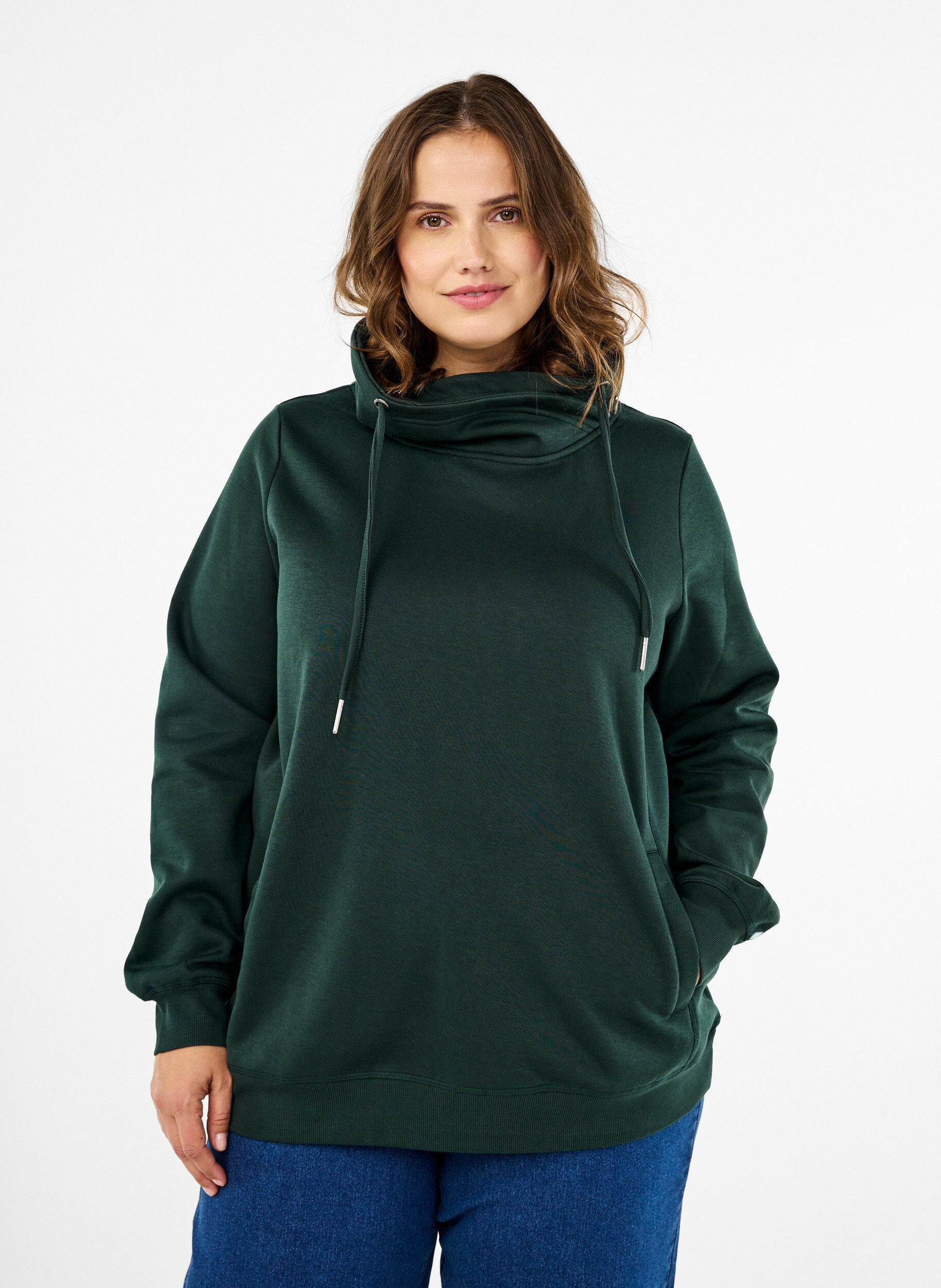 Zizzi FLASH - Sweatshirt met hoge kraag, Scarab, Model image number 0