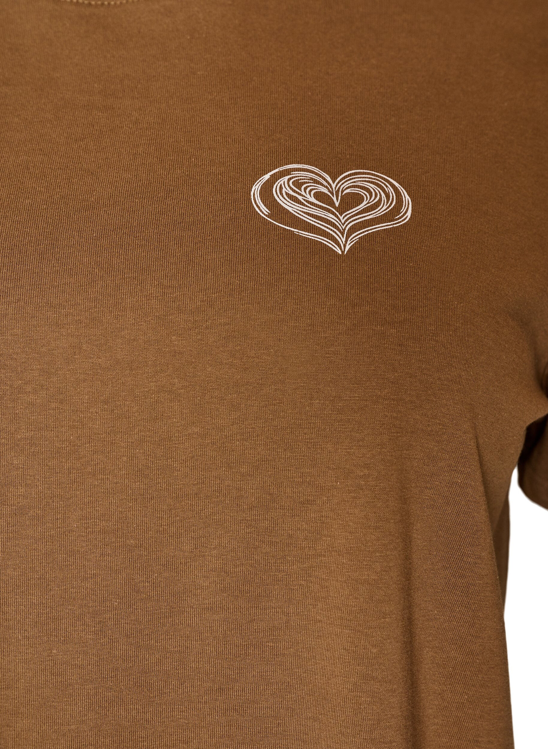 ZizziKatoenen T-shirt met print, Bruin, Packshot image number 2