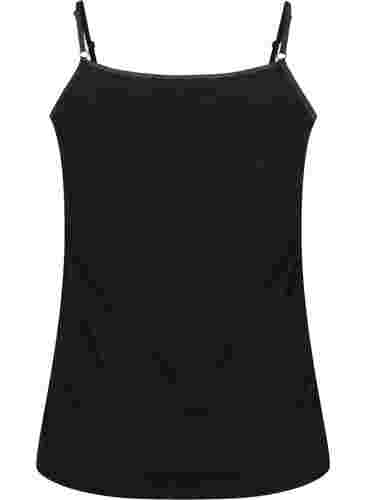 Basic strop top in katoen, Black, Packshot image number 1