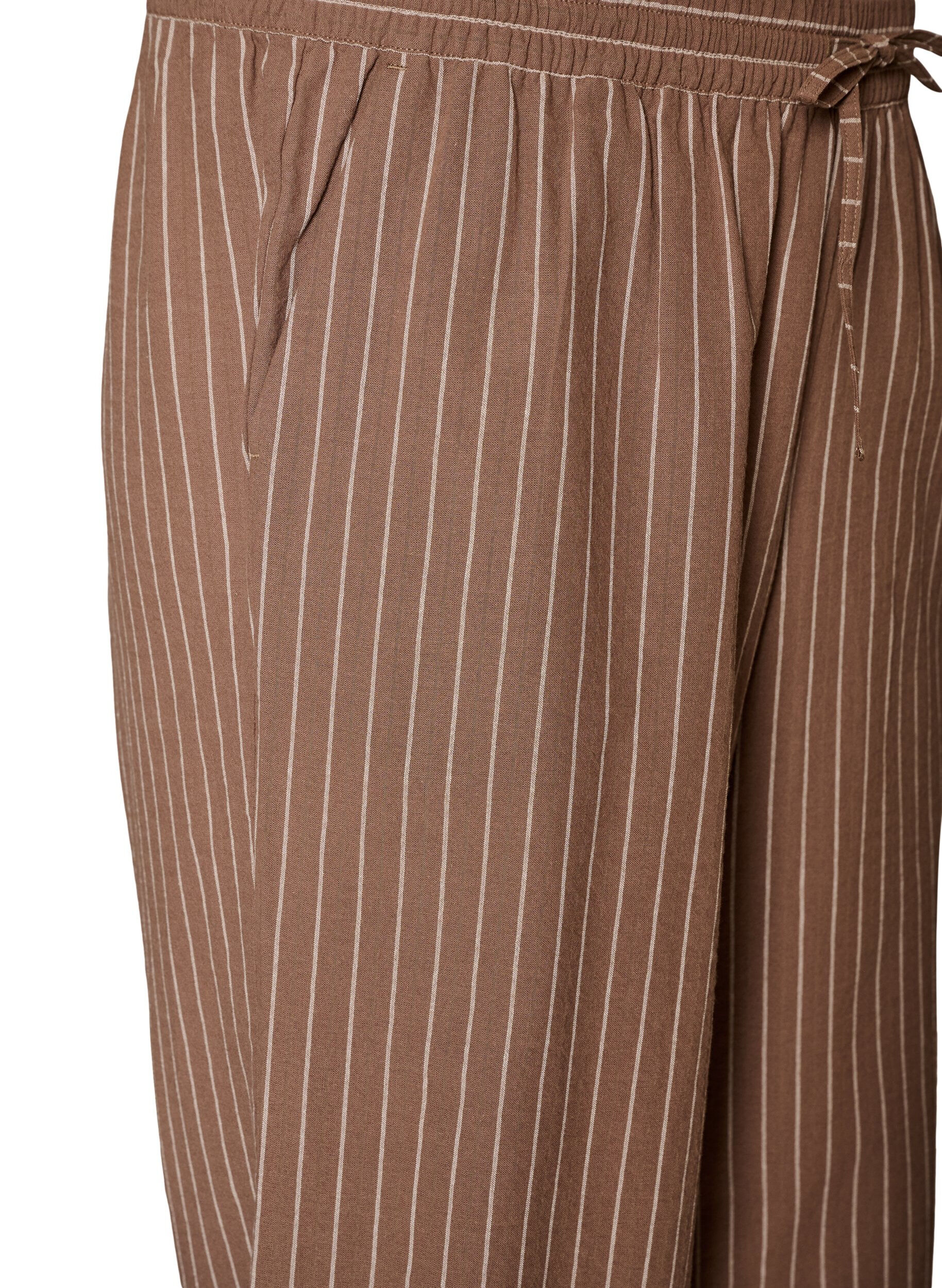 ZizziLosse broek met hoge taille en zakken, Bruin, Packshot image number 2