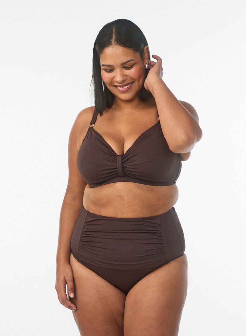Bikinibroekje met high waist, Bruin, Model image number 0