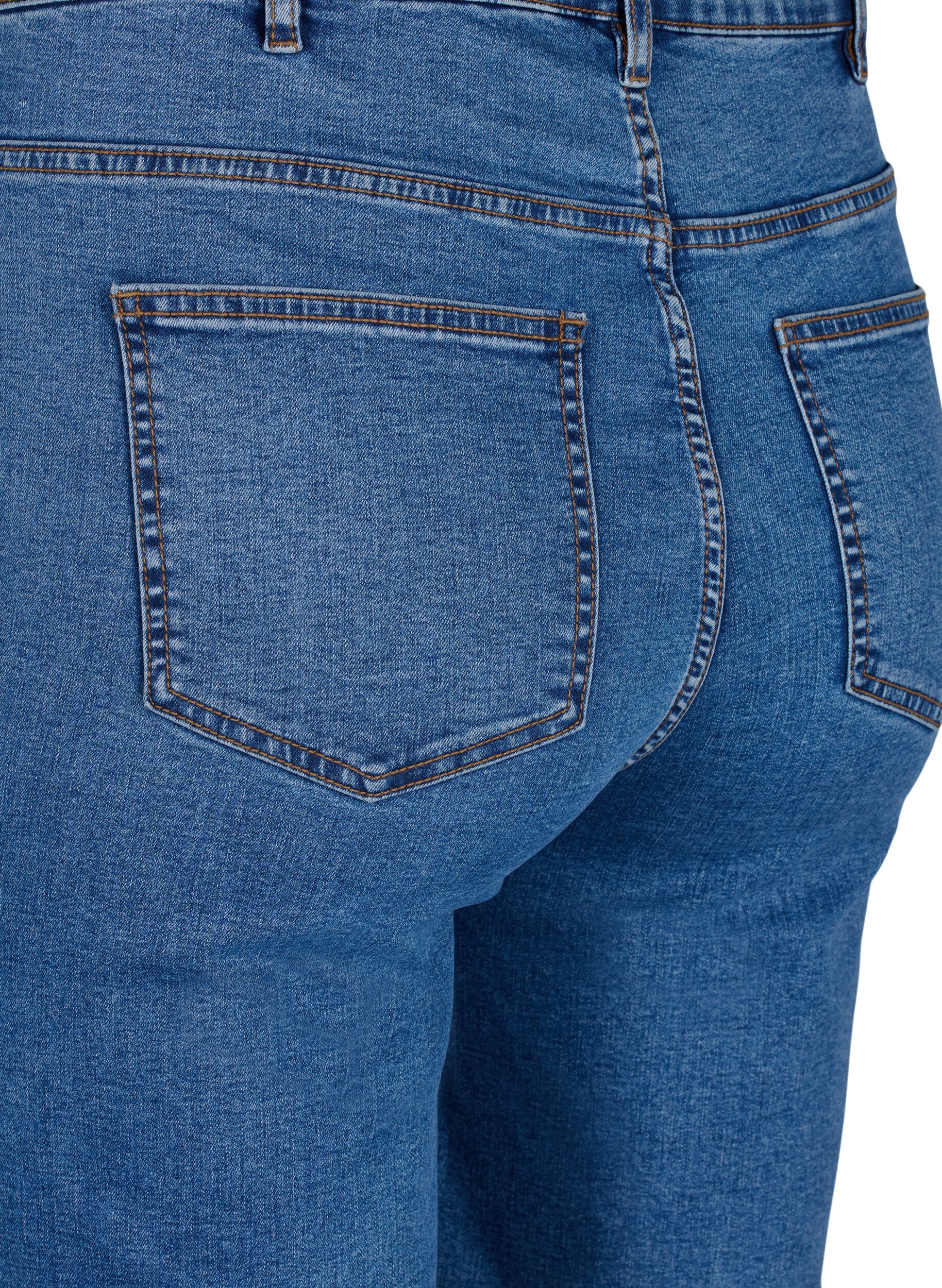 Zizzi Korte spijkerbroek met strakke pasvorm en hoge taille, Blue Denim, Packshot image number 3