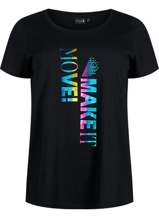 Sport-T-shirt met print, Black Make It Move, Packshot image number 0