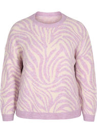 Gebreide trui met print, Lavender  Mel Comb.