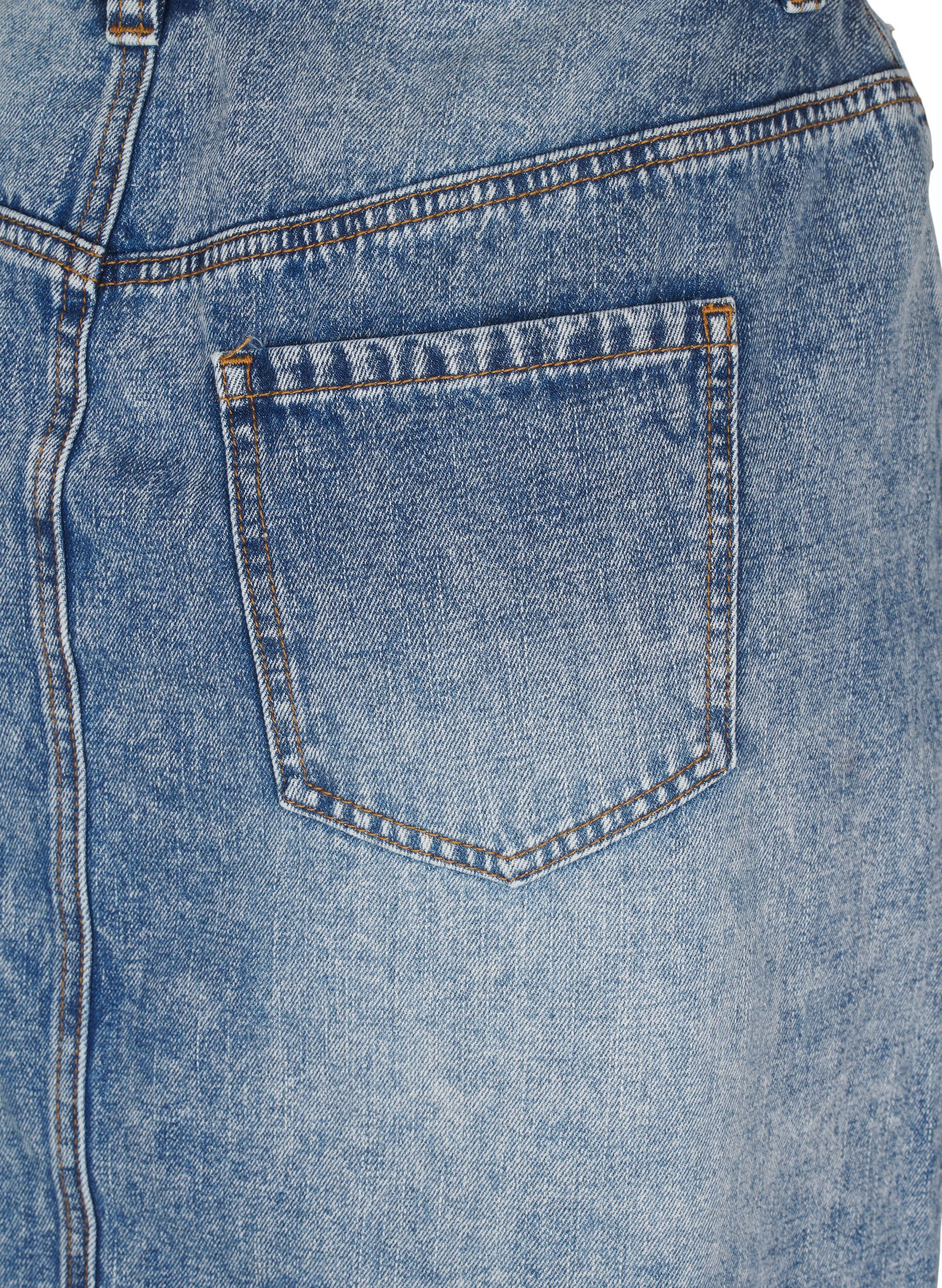 Zizzi Denim maxi rok met een voorsplit, Blauw, Packshot image number 3