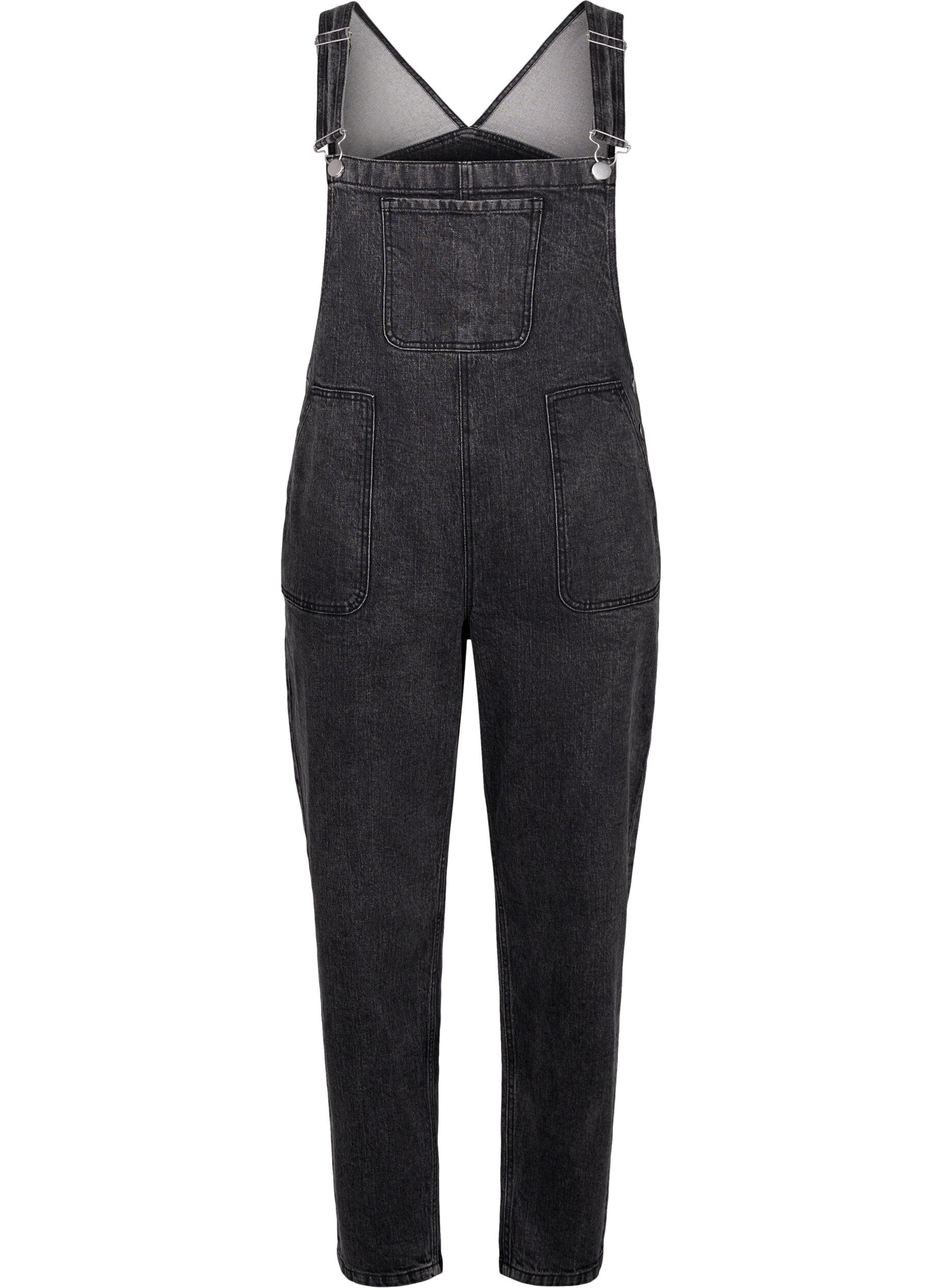 Zizzi Denim overalls, Dark Grey Denim, Packshot image number 0