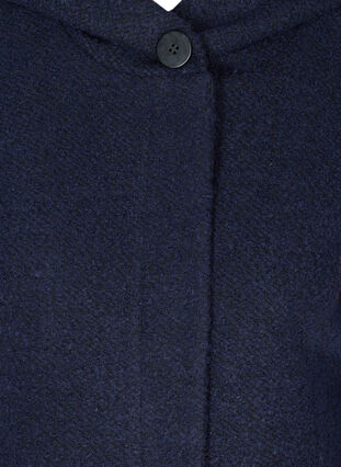 Lange jas met capuchon en wol, Black, Packshot image number 2