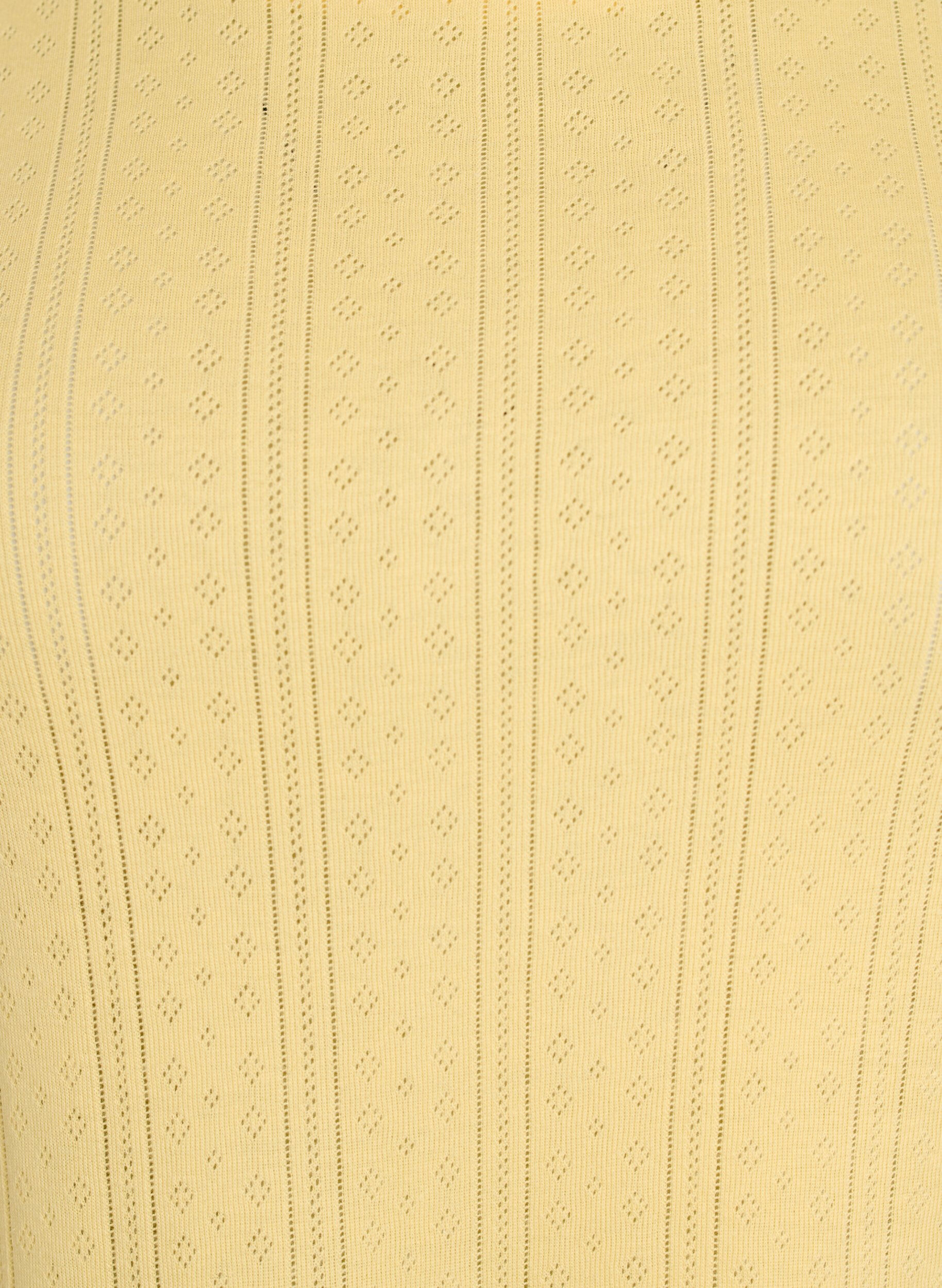 Zizzi T-shirt van katoen met gaatjesborduursel, Geel, Packshot image number 2