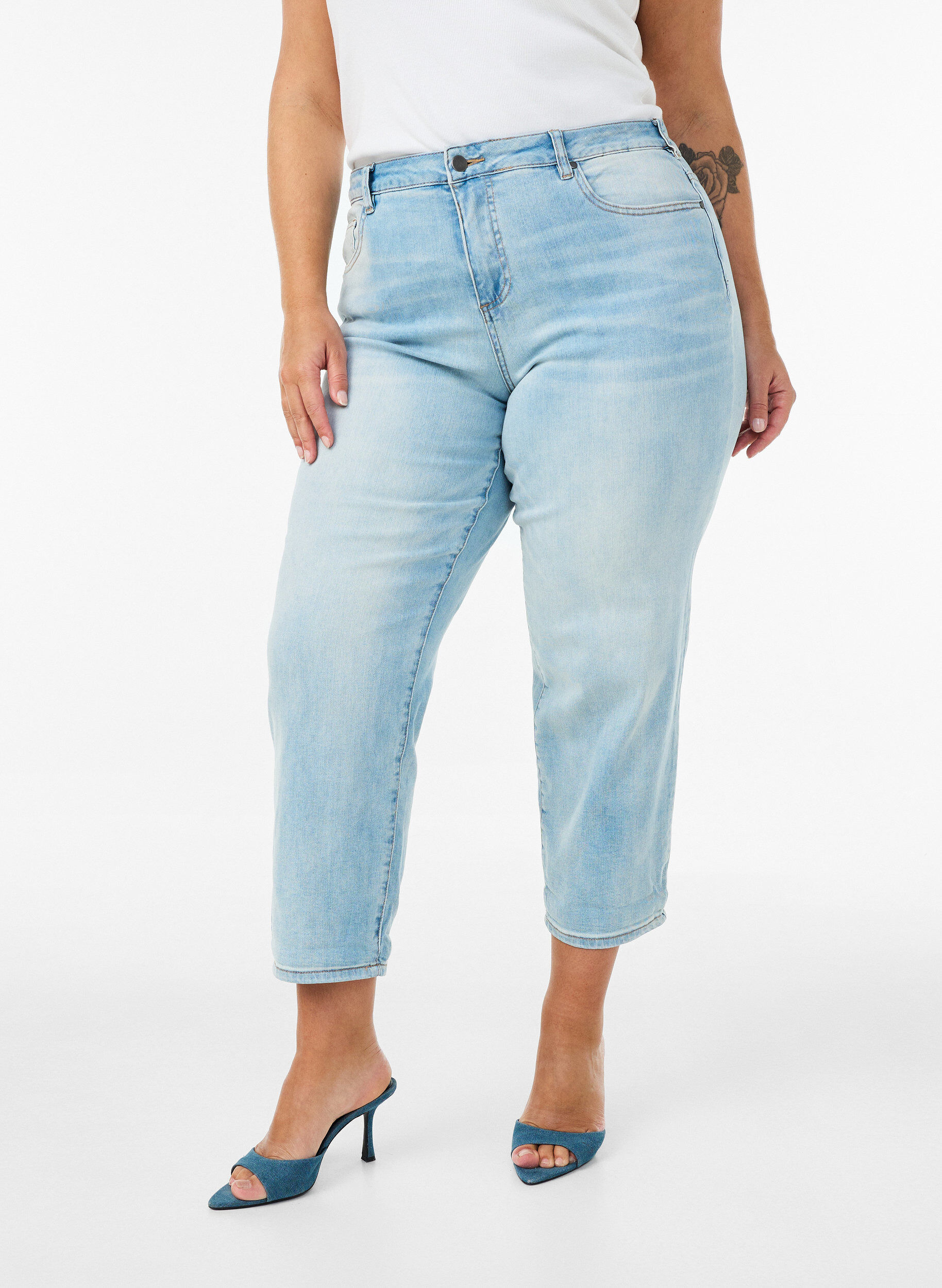 Zizzi7/8 jeans met hoge taille, Blauw, Model image number 2