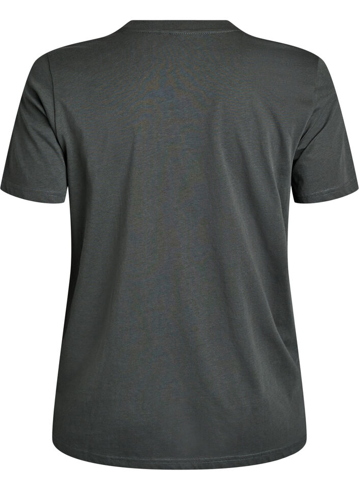 Basic katoenen T-shirt met ronde hals, Groen, Packshot image number 1