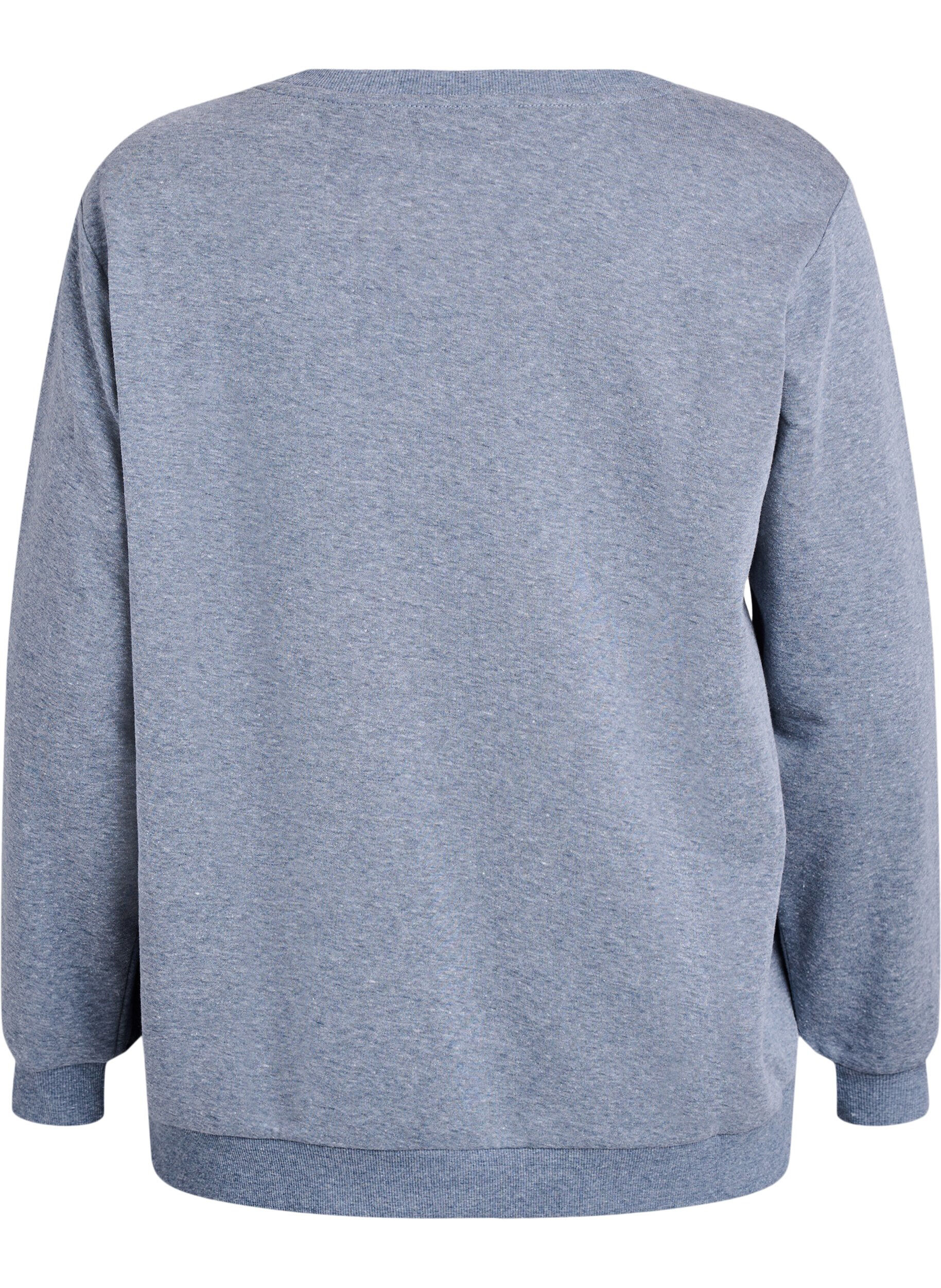 Zizzi Sweatshirt met geborduurd Milaan-motief, Grijs, Packshot image number 1