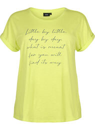 Bedrukt T-shirt van biologisch katoen, Wild Lime w. Navy