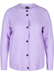 Kort gebreid vest met contrasterende knopen, Purple Rose Mel.