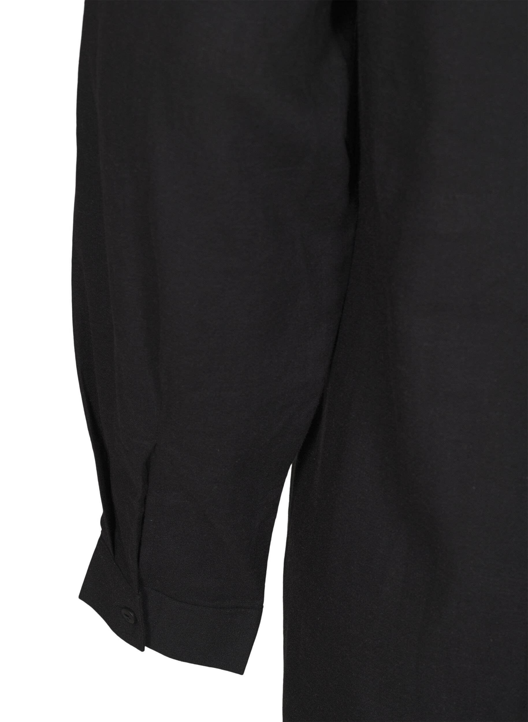 ZizziLang shirt in linnen en viscose, Zwart, Packshot image number 3