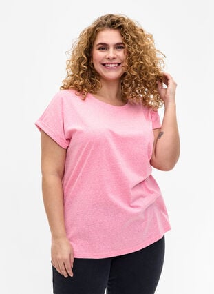 Gemêleerd T-shirt met korte mouwen, Strawberry Pink Mel., Model image number 0