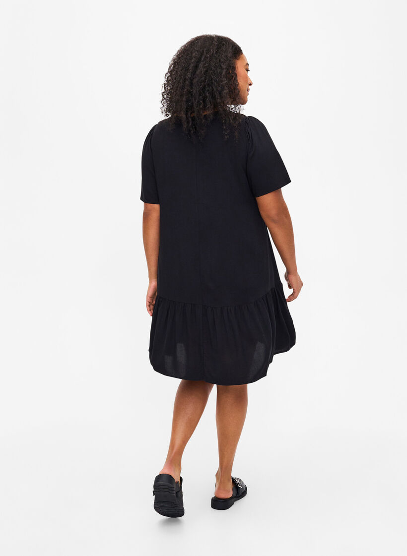 Jurk van viscose met coupenaad, Zwart, Model image number 2