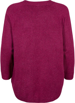 Gebreide gemêleerde pullover met parelknopen aan de zijkanten	, Raspberry Mel., Packshot image number 1