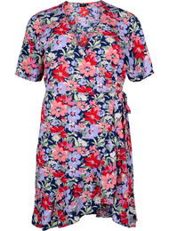 Wikkeljurk met korte mouwen, Blauw