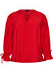 Viscose blouse met strikjes en ruches, Rood, Packshot image number 0
