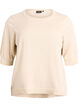 Fijngebreide blouse met korte mouwen, Beige, Packshot image number 0