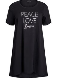 Nachtjapon van biologisch katoen met korte mouwen, Zwart