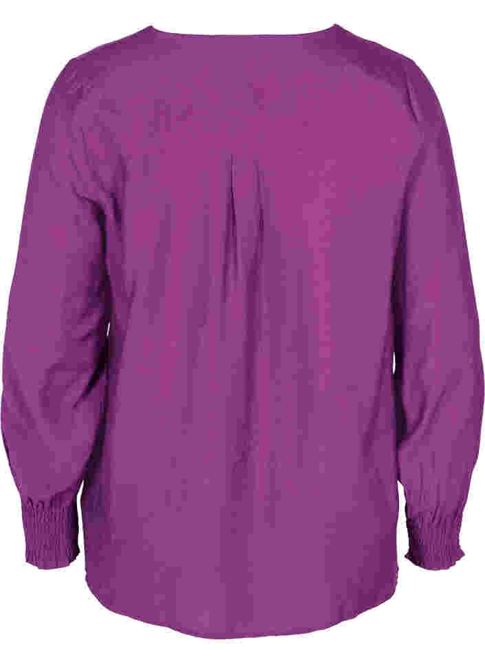 Viscose hemd met smok mouwen, Grape Juice, Packshot image number 1