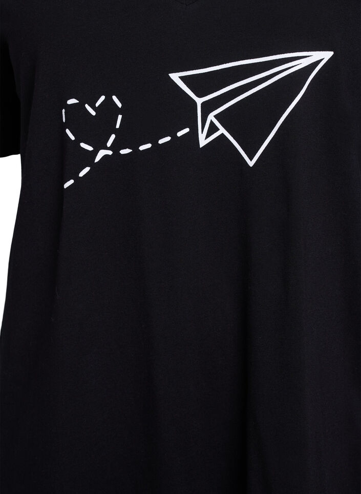 Nachtjapon van biologisch katoen met V-hals, , Packshot image number 2