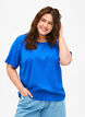 Blouse van viscose met korte mouwen en strikjes, Princess Blue, Model image number 0