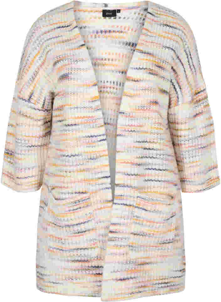 Gemêleerd gebreid vest met cropped mouwen, Multi Color, Packshot