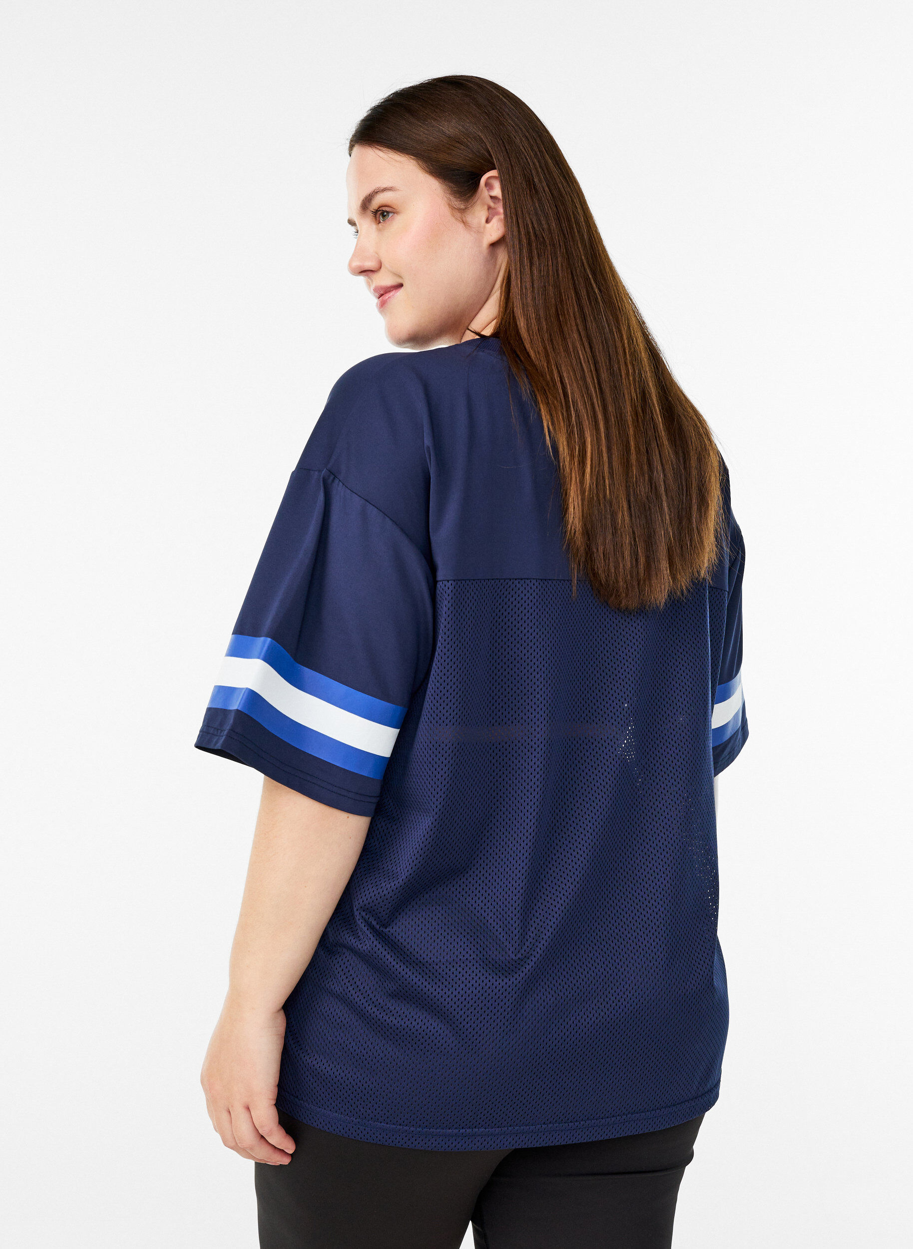 ZizziWorkout T-shirt met V-hals en frontprint, Blauw, Model image number 2