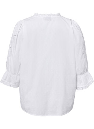 Gestructureerde hemdblouse met anglaise borduurwerk, Bright White, Packshot image number 1