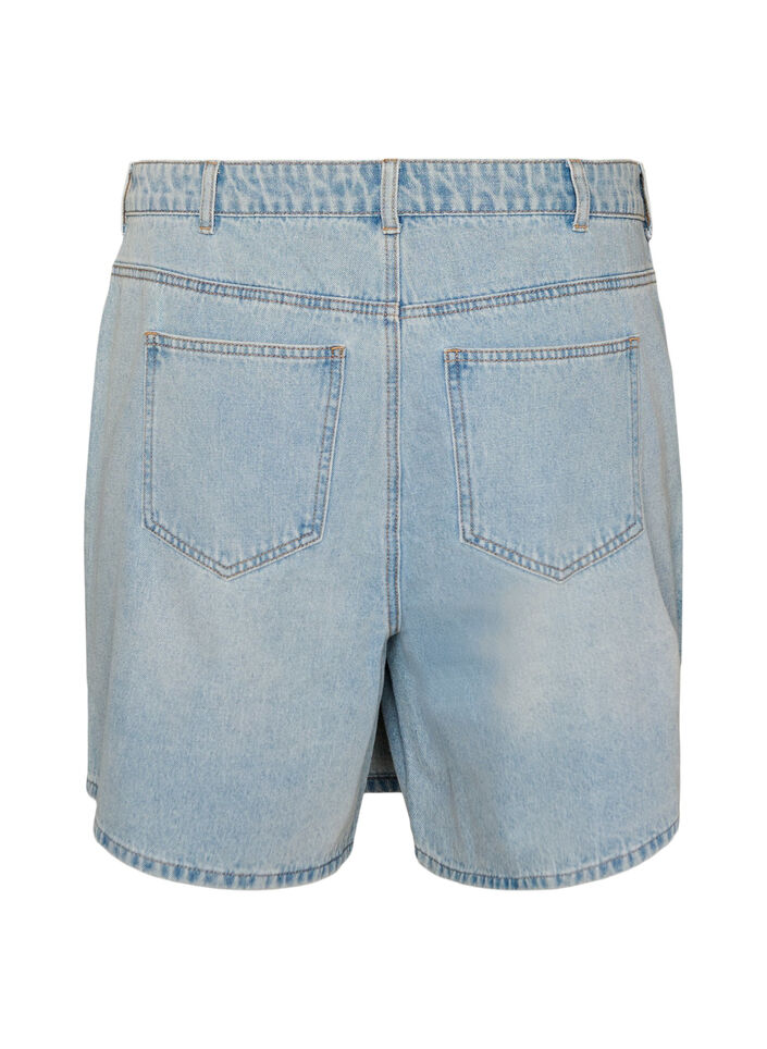 Denim skort met overslag en hoge taille, Blauw, Packshot image number 1