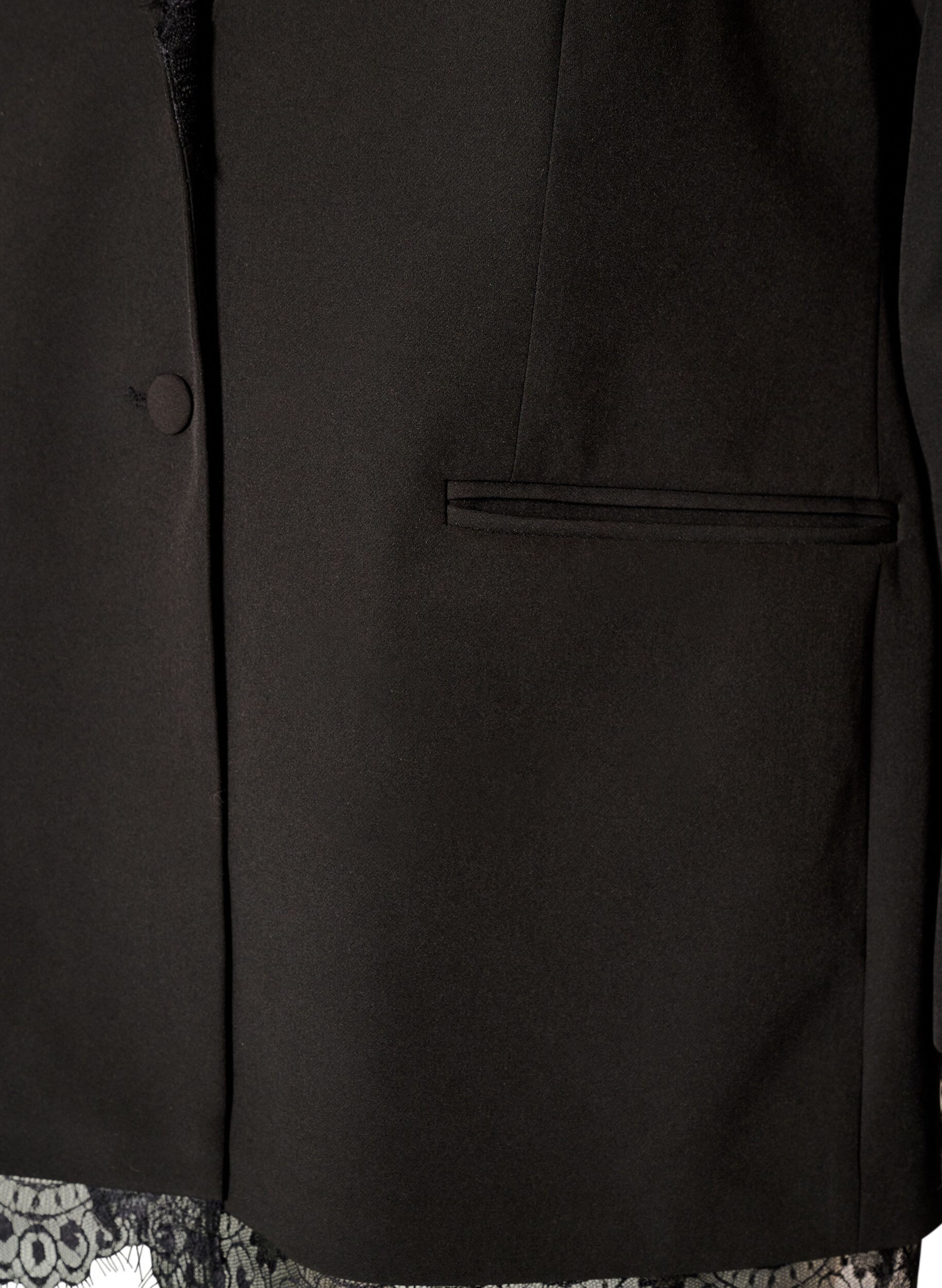 ZizziBlazer met kanten rand, Zwart, Packshot image number 3