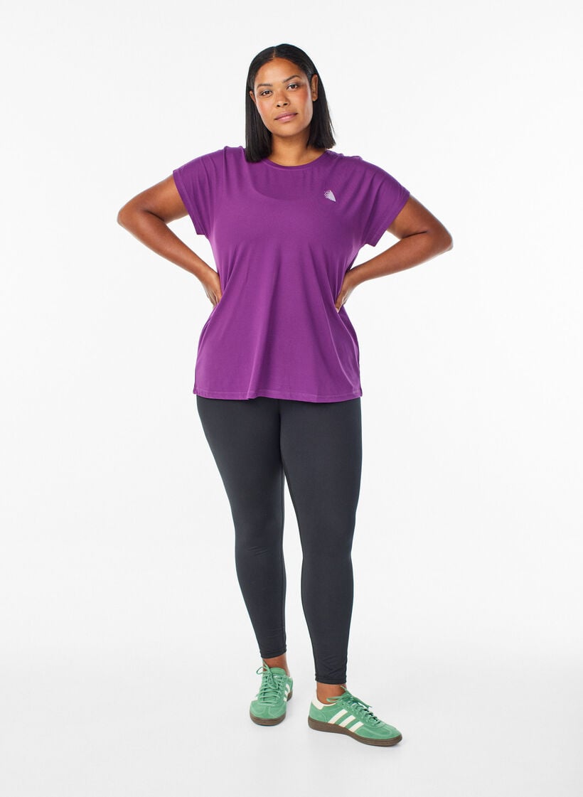 Effen gekleurd trainingsshirt, Paars, Model image number 1