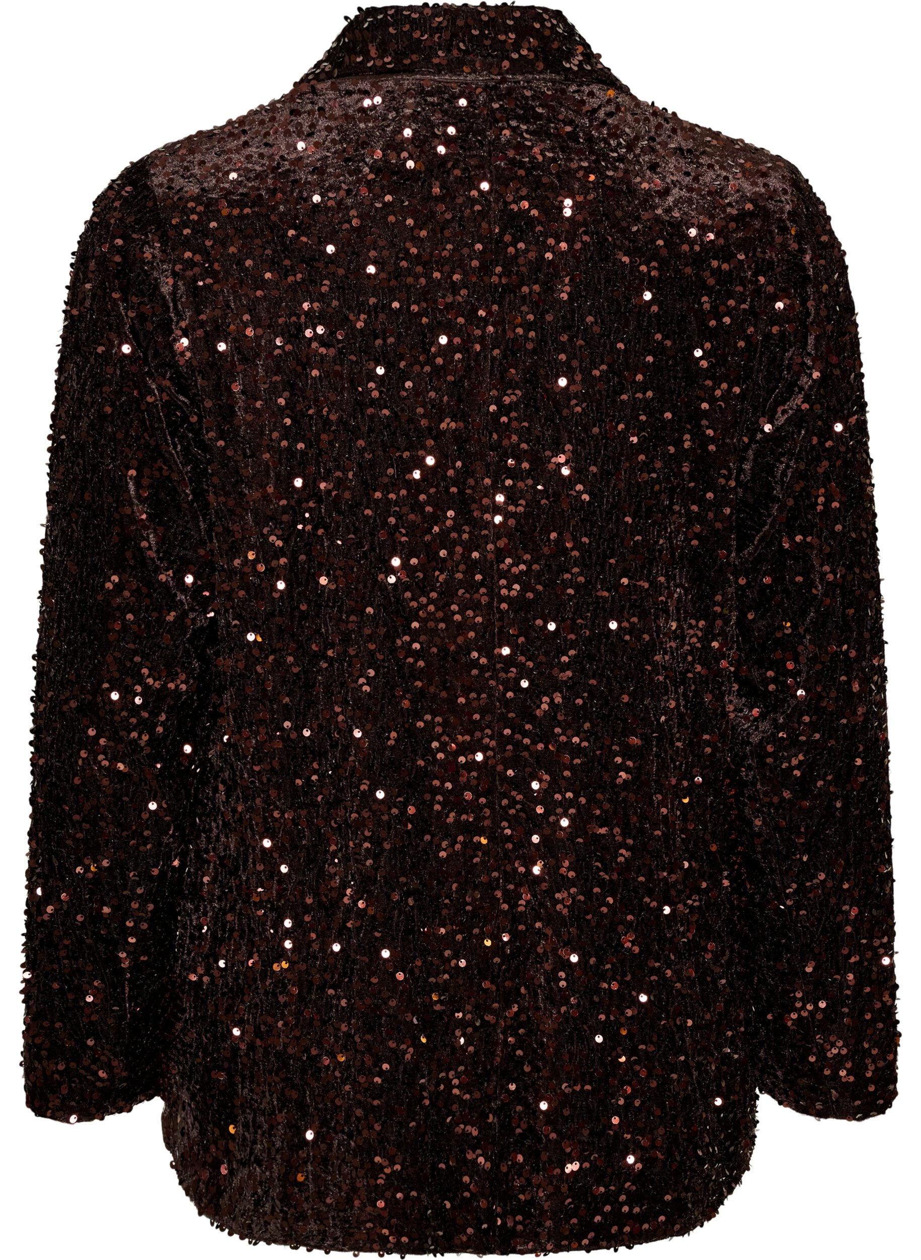 ZizziBlazer met pailletten, Bruin, Packshot image number 1