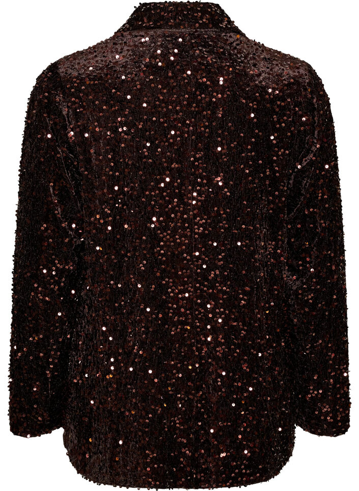 Blazer met pailletten, Bruin, Packshot image number 1