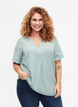 Blouse met korte mouwen en v-hals, Groen, Model image number 0