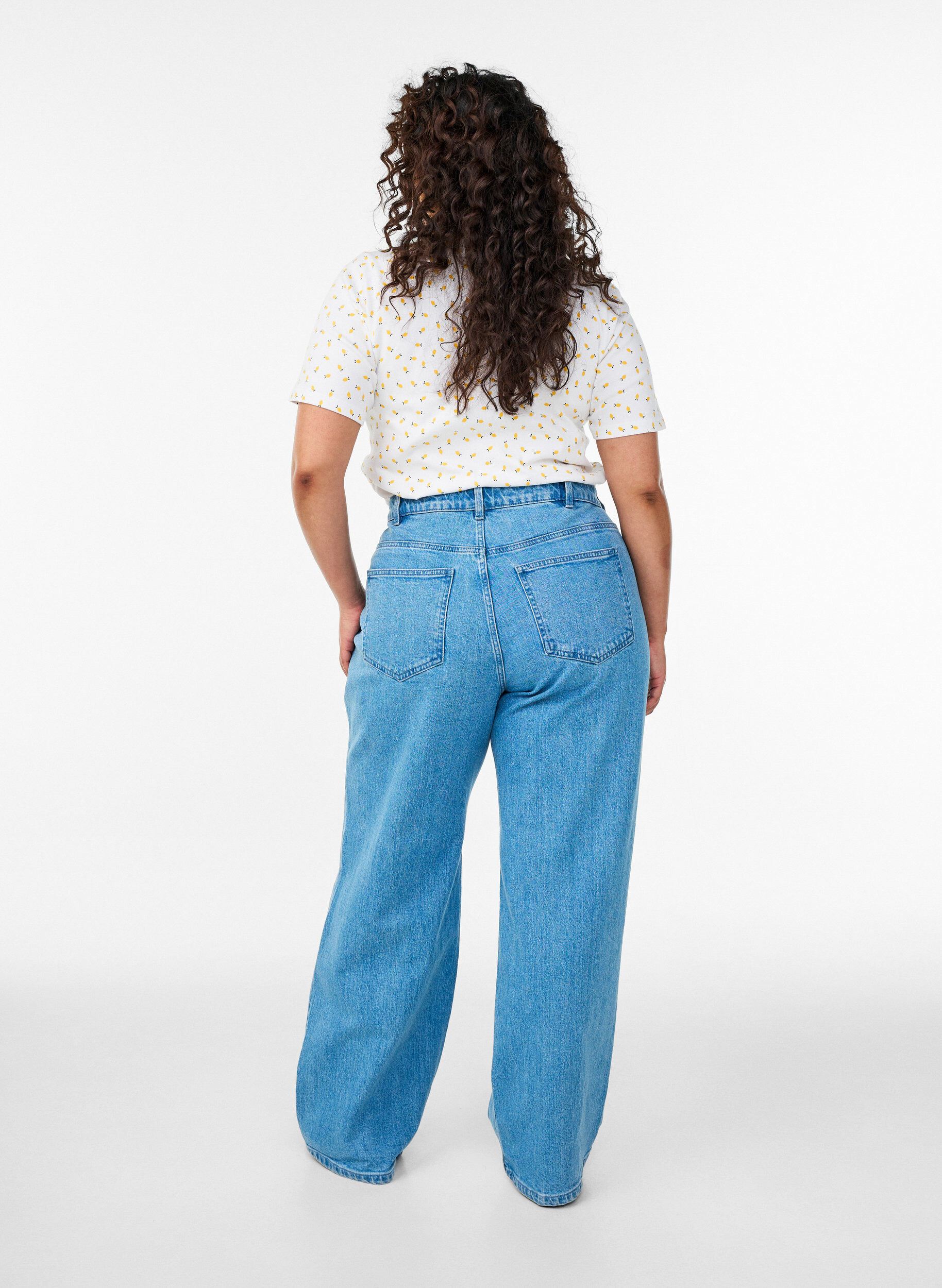 Zizzi Katoenen T-shirt met all-over print, Wit, Model image number 2