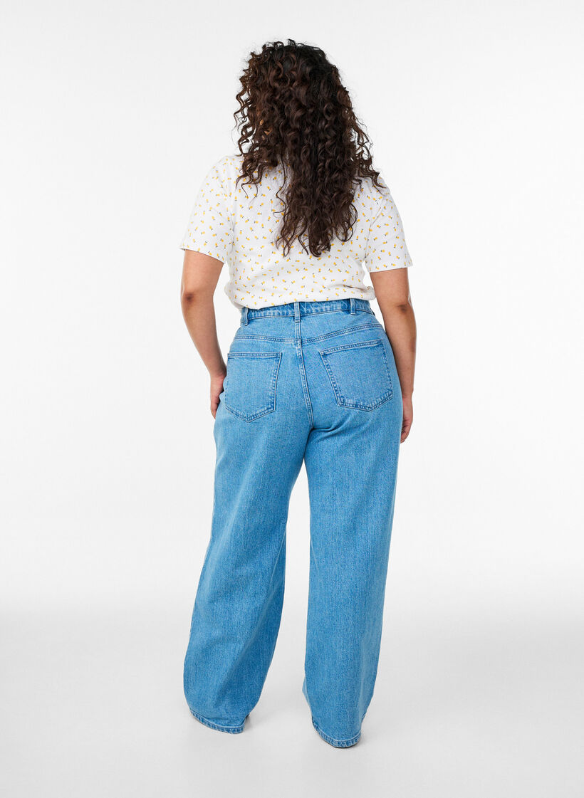 Katoenen T-shirt met all-over print, Wit, Model image number 2