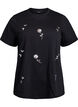 T-shirt met paillettenbloemen, Zwart, Packshot image number 0