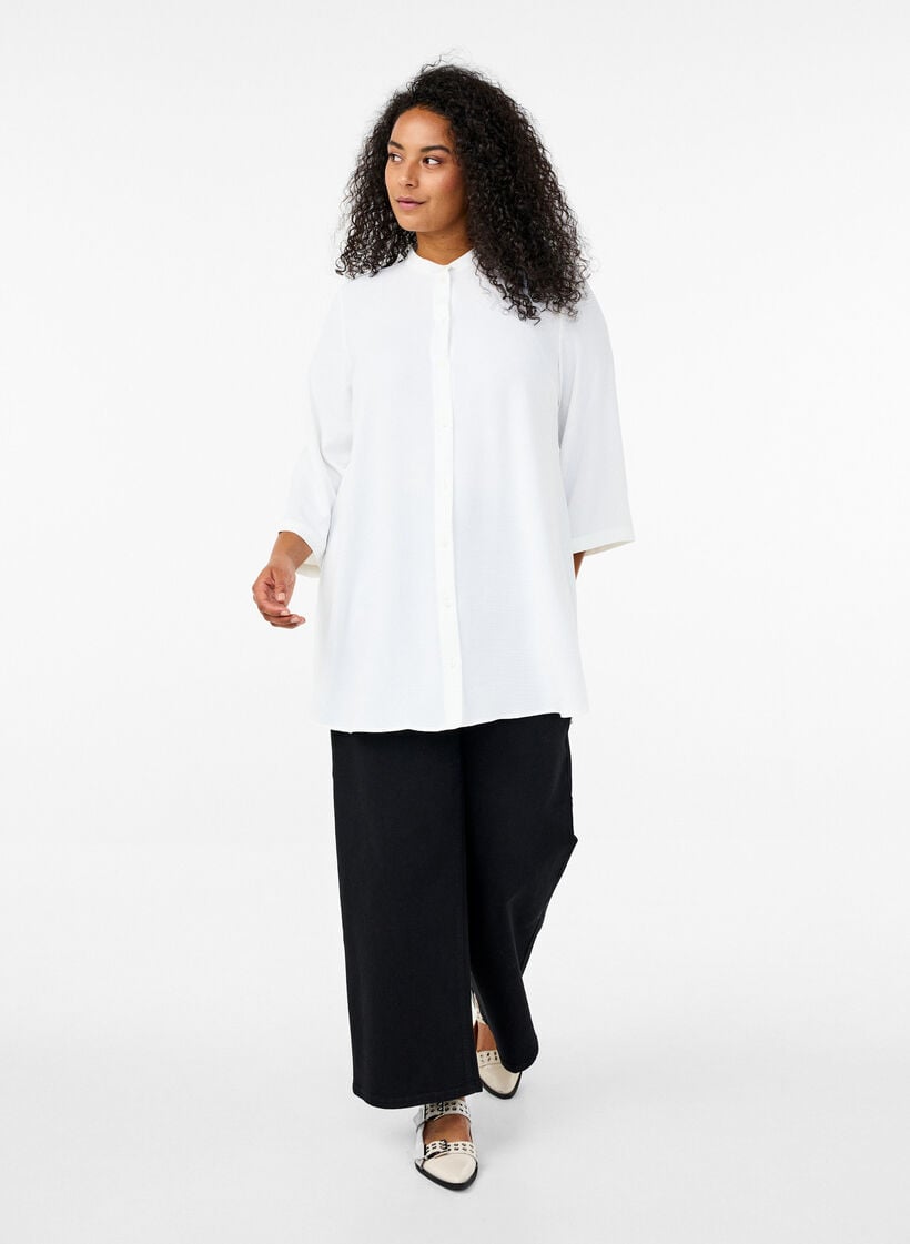 Tuniek met 3/4 mouwen, Vanille, Model image number 1