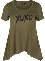 Katoenen t-shirt met korte mouwen en a-lijn, Ivy Green XOXO