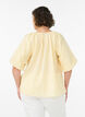 Blouse met kleine ruit, elastische hals en halflange mouwen, Geel, Model image number 2