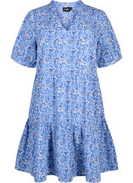 Flash - Bedrukte A-lijn jurk, White Blue AOP